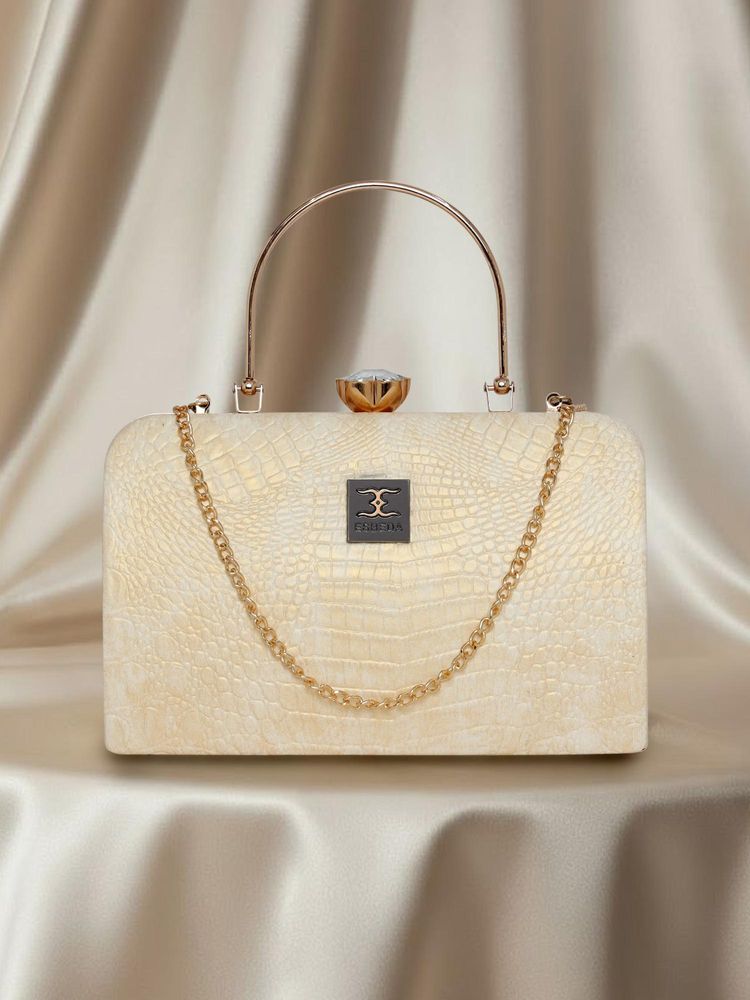 ESBEDA Beige Croc-Texture Edition Clutch with Detachable Strap (S)-picture-17