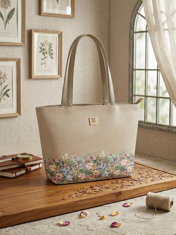 ESBEDA Beige Blossom Charm Tote Bag-picture-33