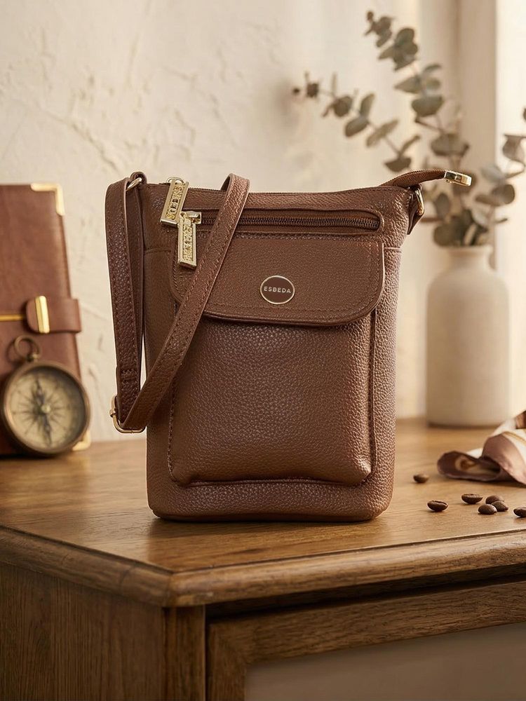 ESBEDA Brown Classic Pocket Crossbody Sling Bag (S)-image-26