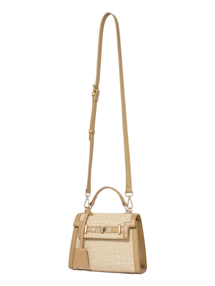Forever New Beige Talia Woven Top Handle Satchel with Detachable Strap-picture-15
