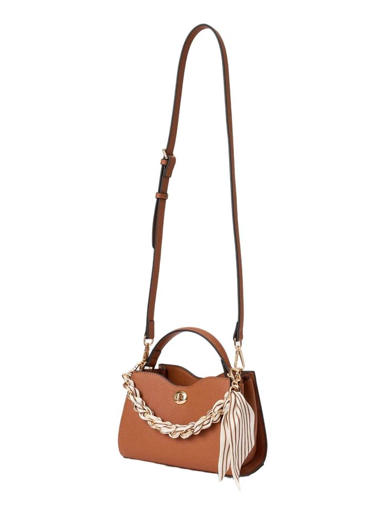 Forever New Brown Victoria Scarf Lock Top Handle Satchel with Detachable Strap-image-17