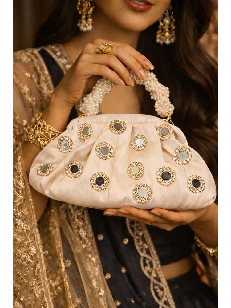 BOXWISH BY BHUMIKA Beige Embellished Purse Clutch-image-23