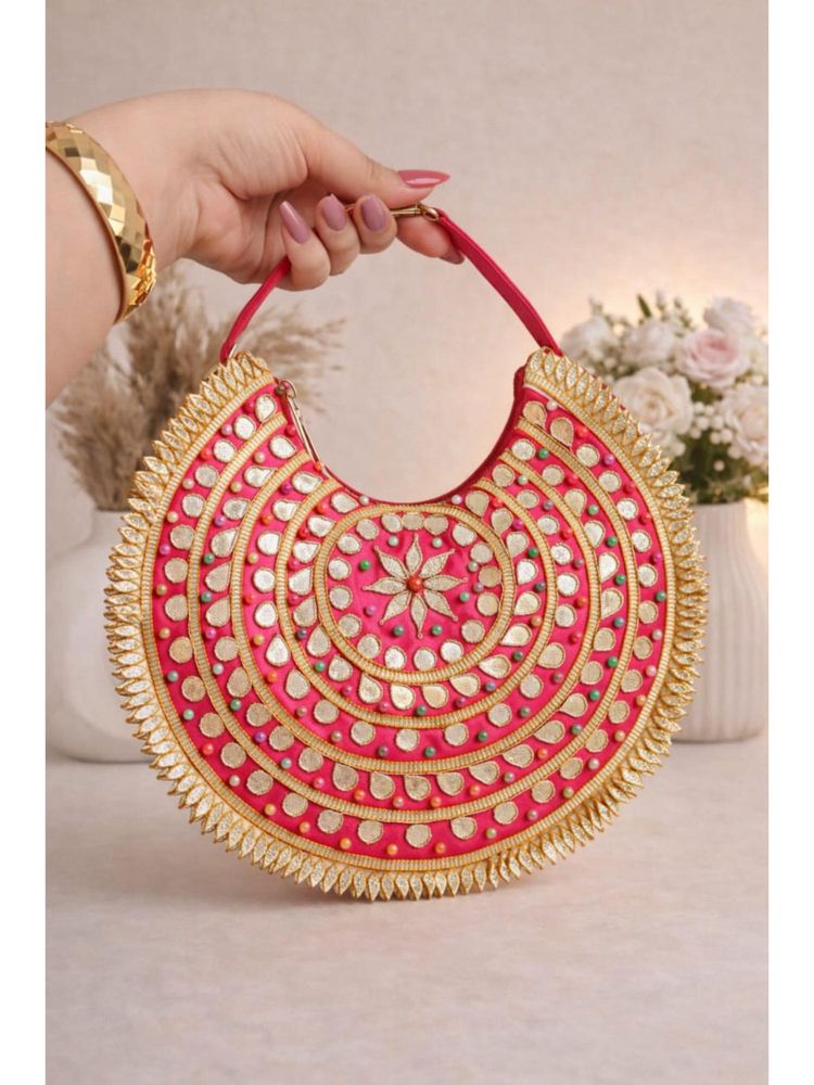 BOXWISH BY BHUMIKA Pink Embellished Clutch-image-47