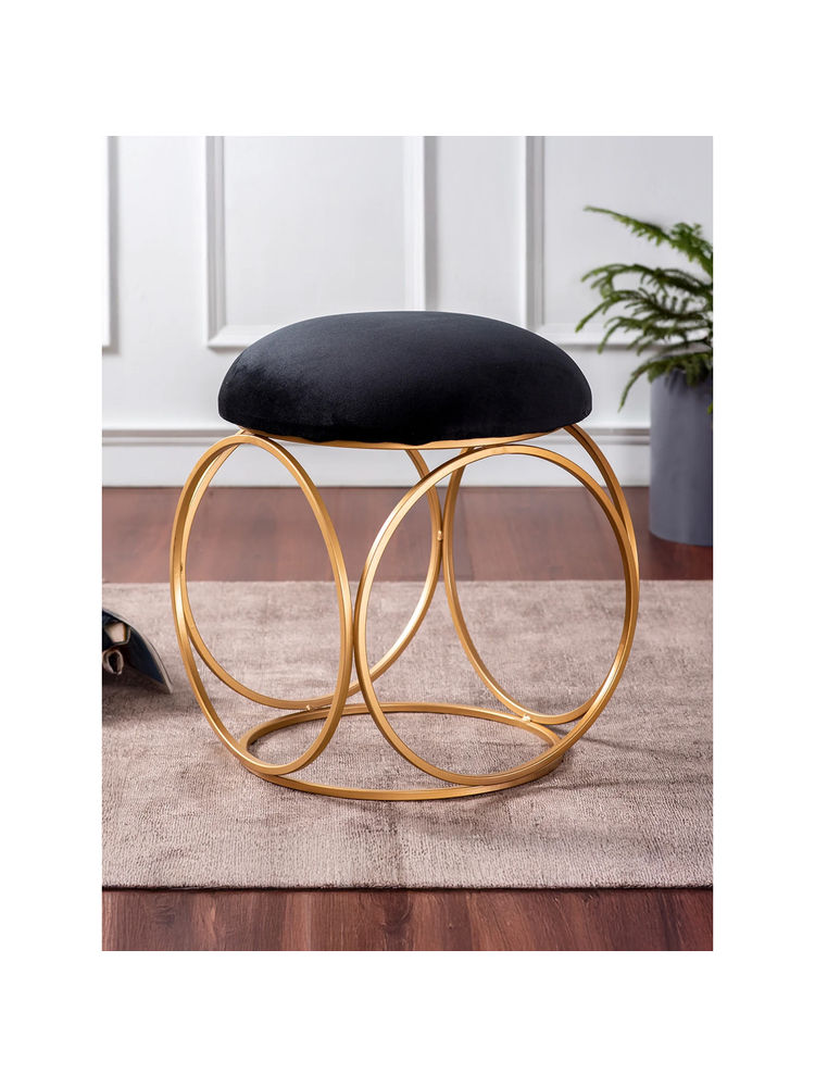 Nestroots Black Lush Velvet Ring Metallic Ottoman-image-19