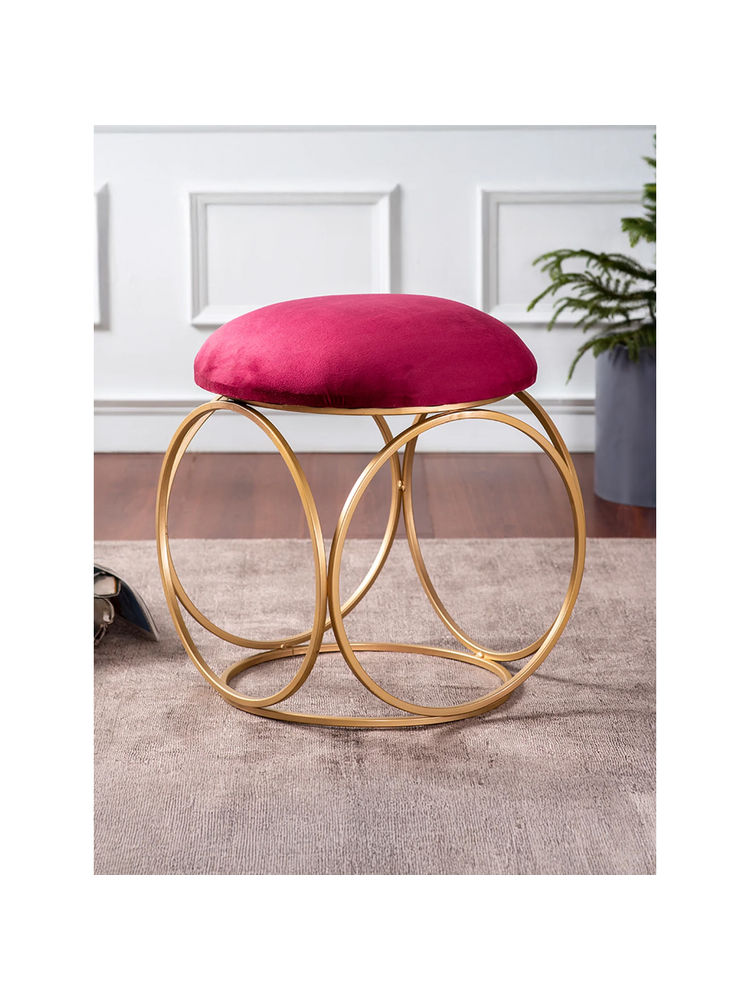 Nestroots Red Lush Velvet Ring Metallic Ottoman-image-49