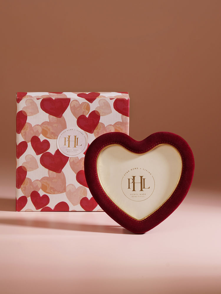 Pure Home + Living Red Heart Shaped Velvet Textured Photo Frame-picture-21