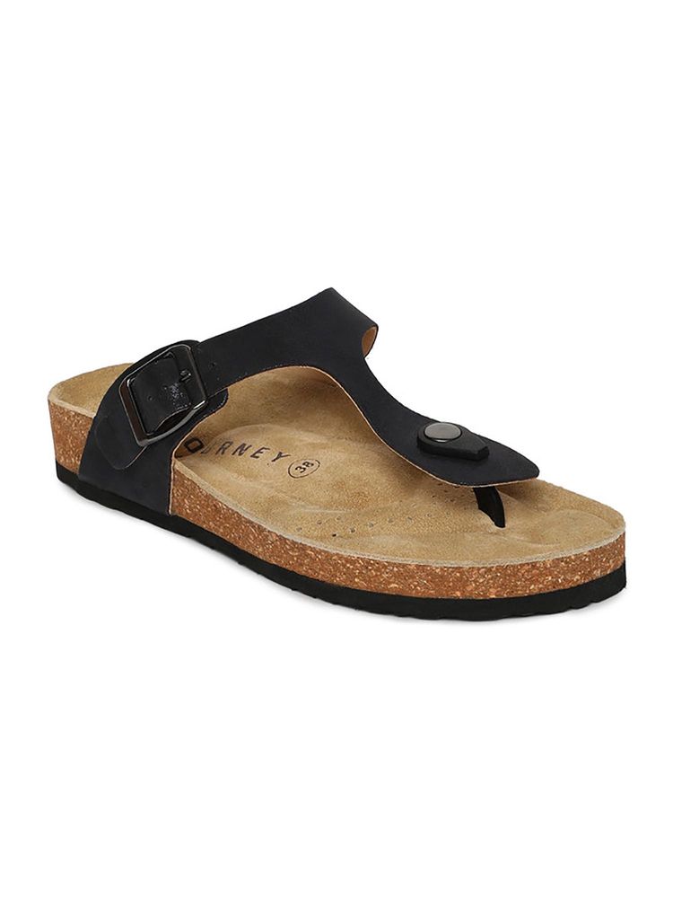 HF Journey Women Maya Black Cork Sandals-image-0
