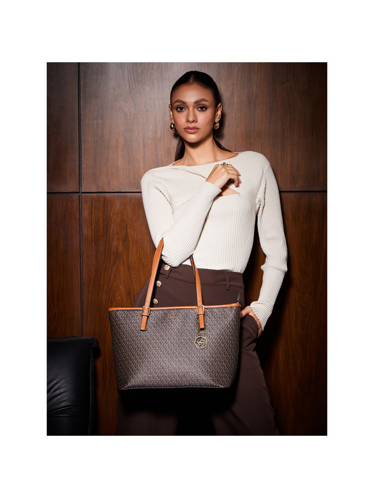 kazo fashion Kazo Brown Signature Brown Tote Bag (L)-picture-21