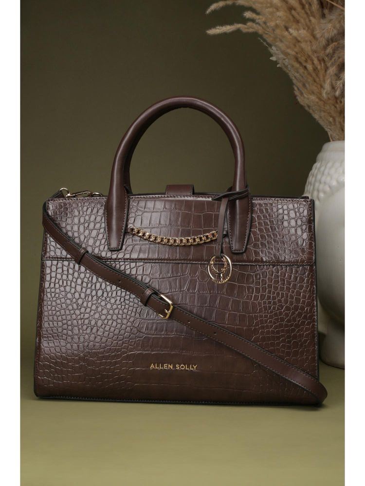 Allen Solly Women Brown Polyurethane (Pu) Textured Sling Bag with Detachable Strap-picture-44