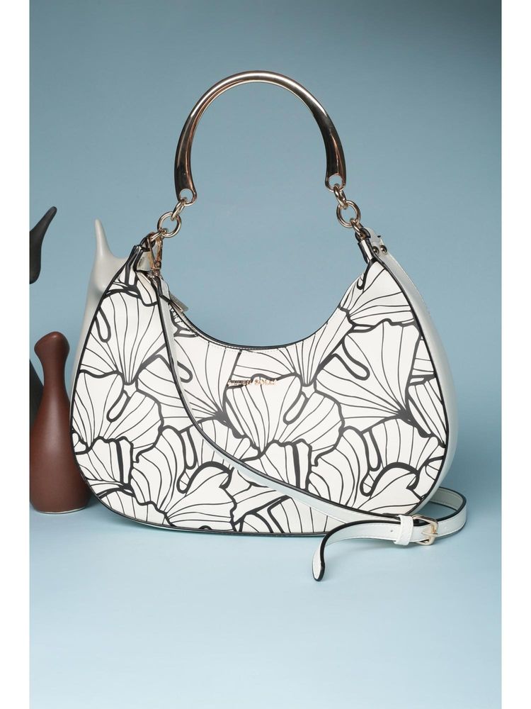 Allen Solly Women White Polyurethane (Pu) Printed Handbag and Detachable Strap-picture-34
