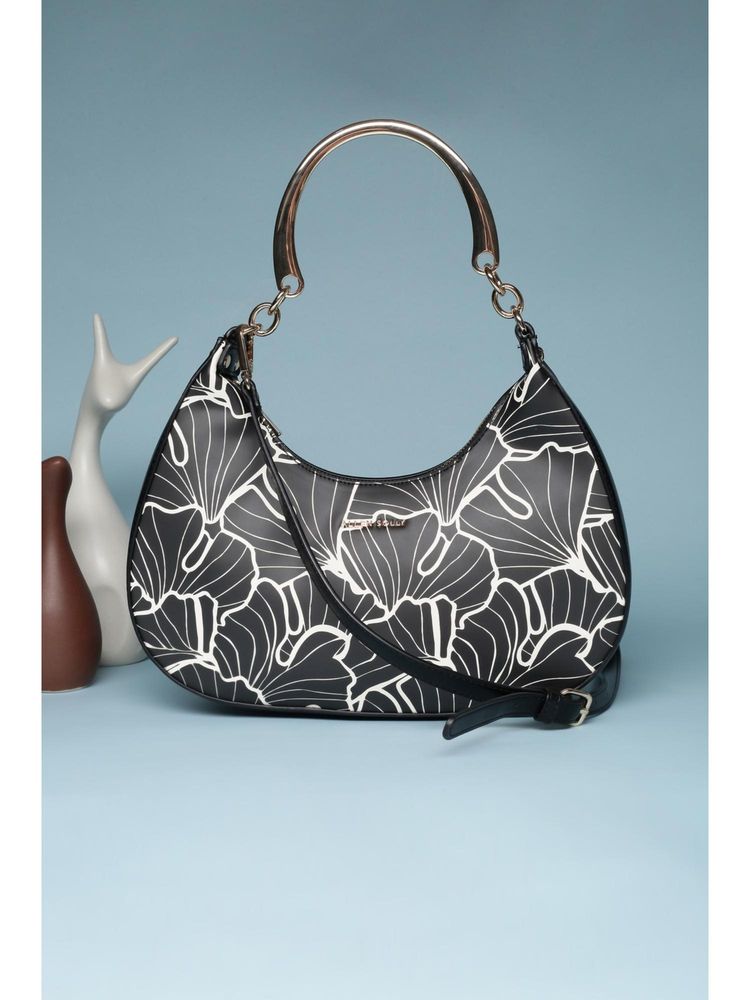 Allen Solly Women Black Polyurethane (Pu) Printed Handbag and Detachable Strap-image-16