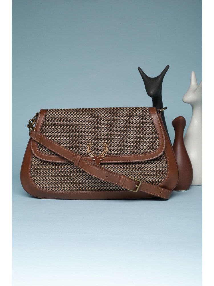 Allen Solly Women Brown Polyurethane (Pu) Textured Sling Bag with Detachable Strap-picture-11