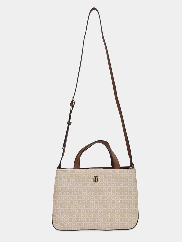 tommy hilfiger accessories Tommy Hilfiger Women Beige Pu Typography Sling Bag-picture-41