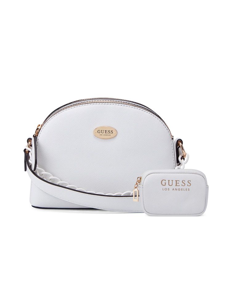 guess fashion Guess Women White Pu Textured Crossbody Bag and Pouch-picture-42