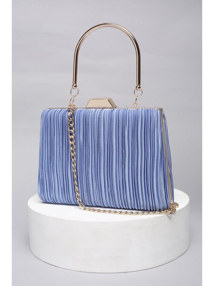 Van Heusen Women Blue Polyurethane (Pu) Textured Handbag and Detachable Strap-image-30