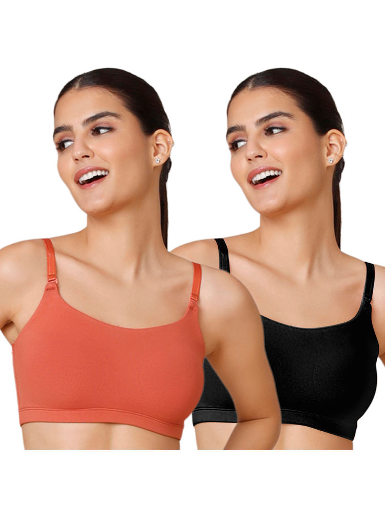 Nykd by Nykaa Easy Breezy Slip on Bra Pack of 2 NYB165 Black & Carrot-picture-13