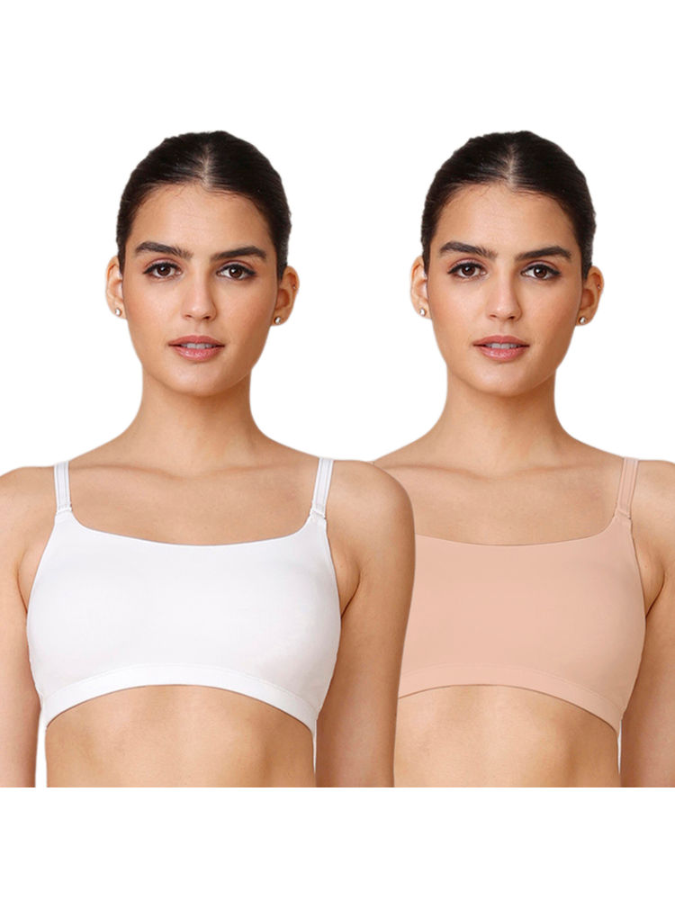 Nykd by Nykaa Easy Breezy Slip on Bra Pack of 2 NYB165 White & Sand-picture-10