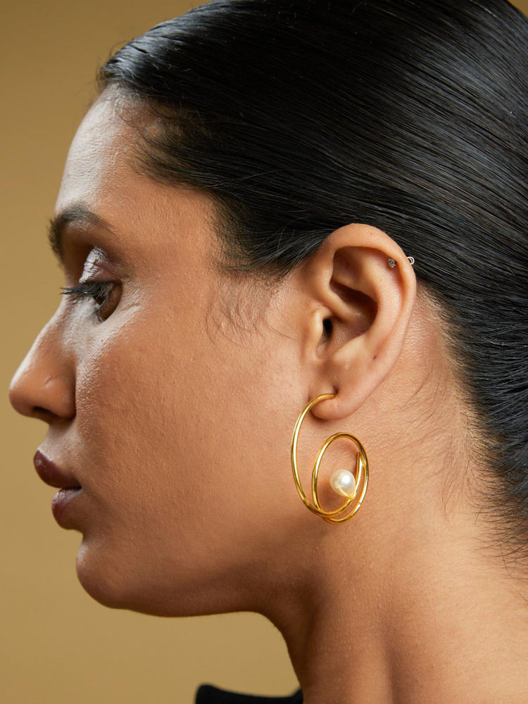 AMOSSH Hailey Hoops 18k Gold Plated Anti Tarnish-image-6