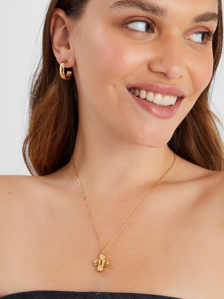 Accessorize London Women 14k Gold-Plated Ridge Cross Pendant Necklace-image-41