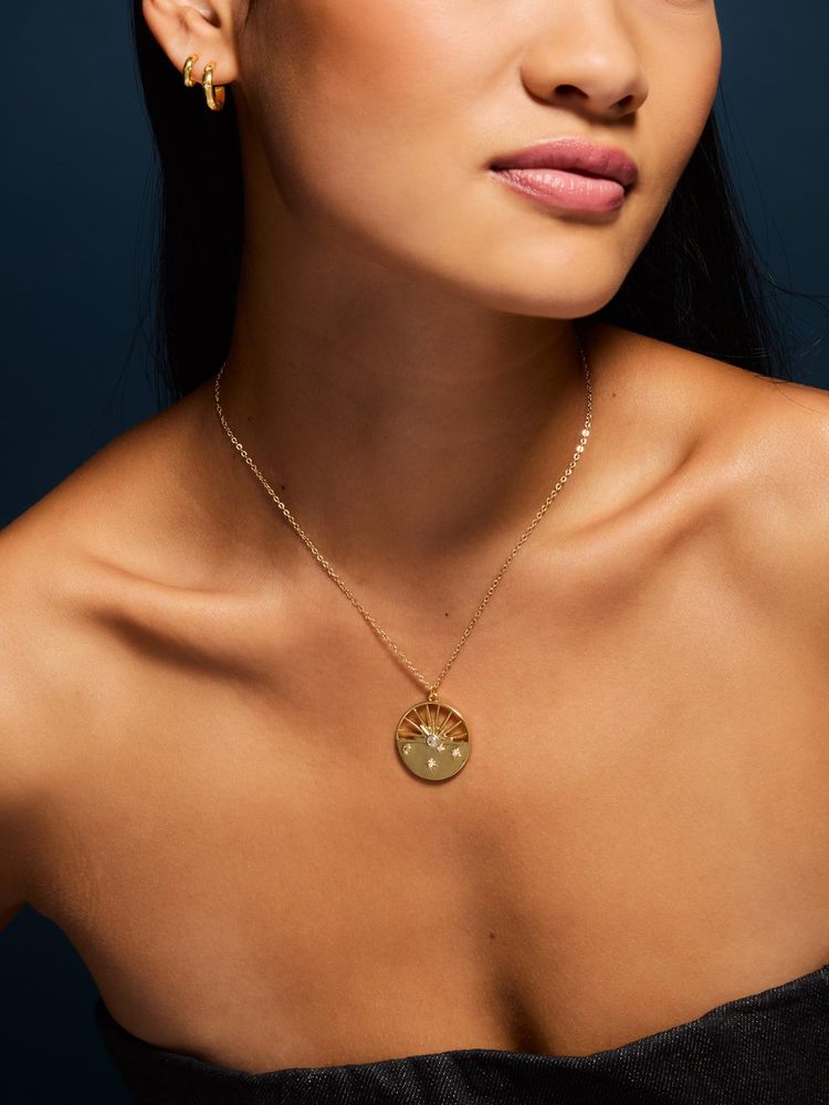 Accessorize London Women 14k Gold-Plated Celestial Sunbeam Pendant Necklace-image-36