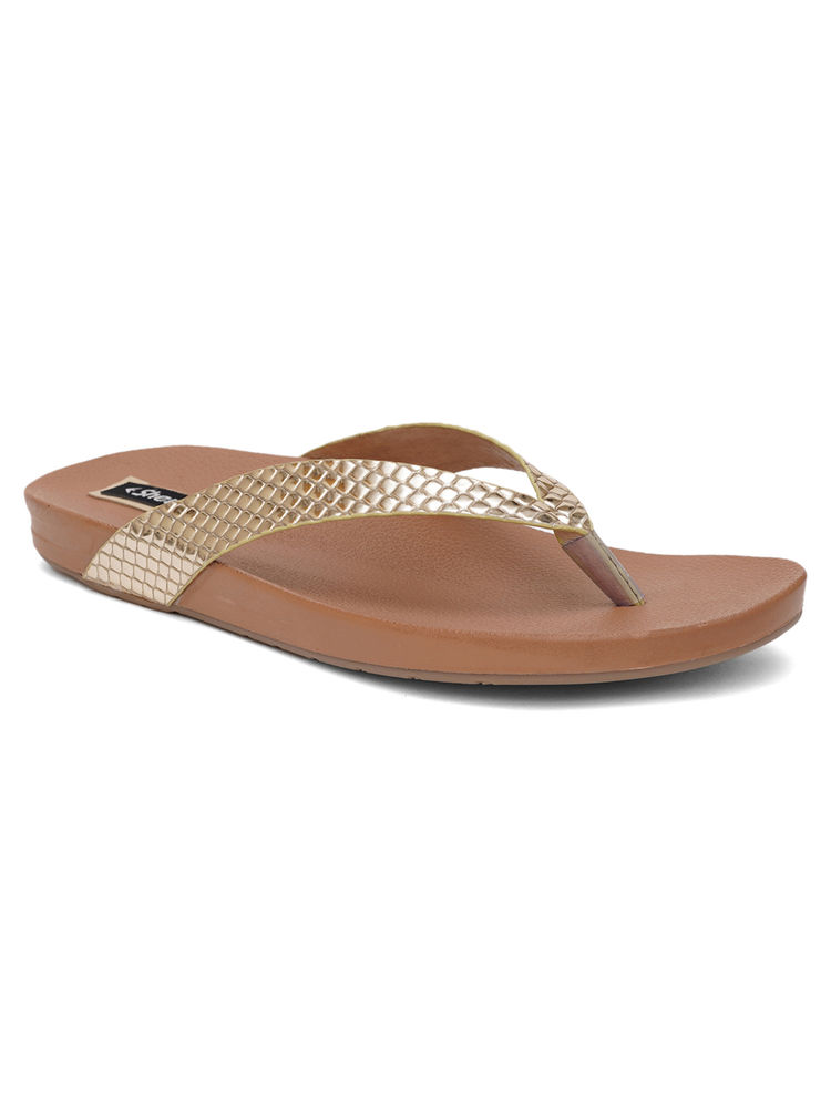 Sherrif Shoes Womens Gold Color Flipflops-image-25
