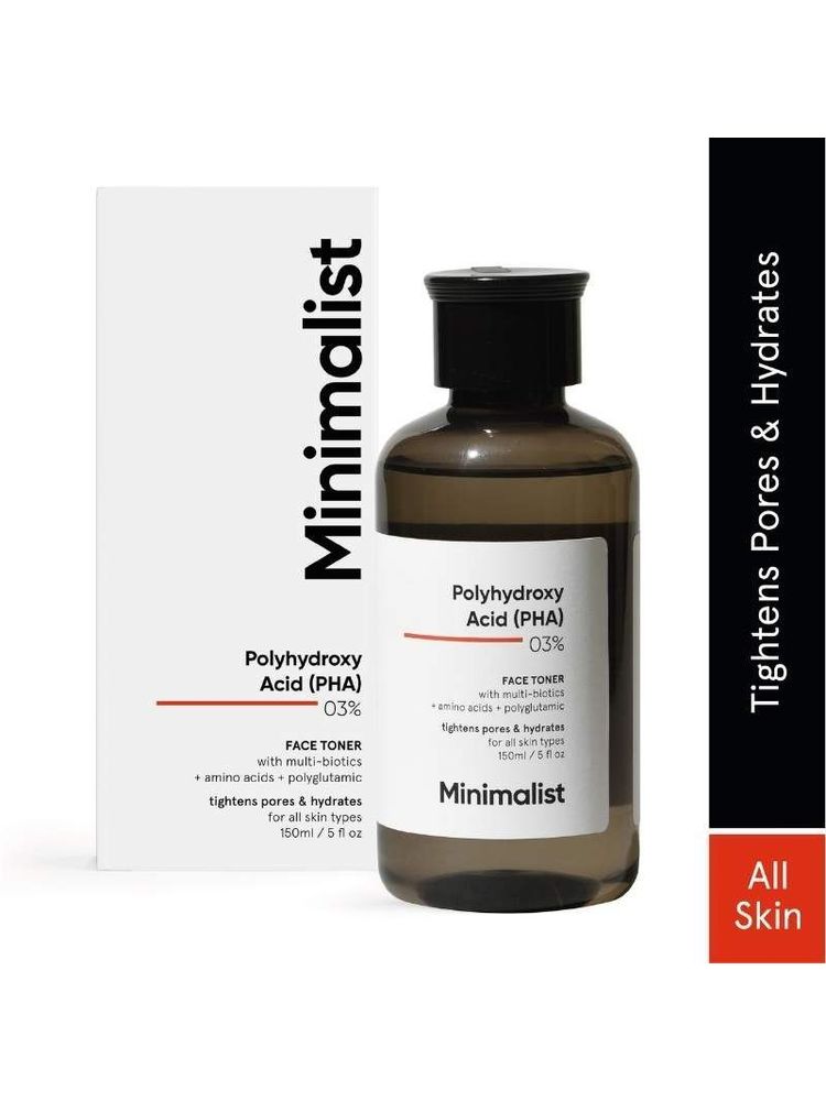 Minimalist 3% Polyhydroxy PHA Face Toner With Multi Biotics For Minimizing Pore Size & Hydrating Skin