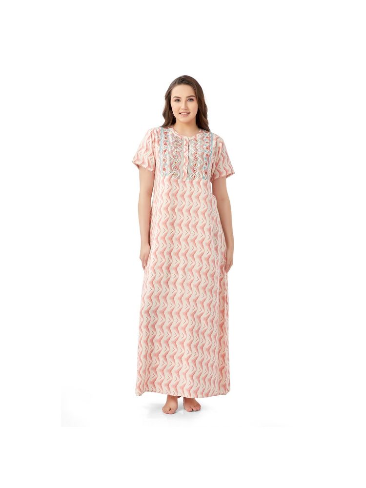 July Nightwear Rayon Pink Long Nighty-picture-24