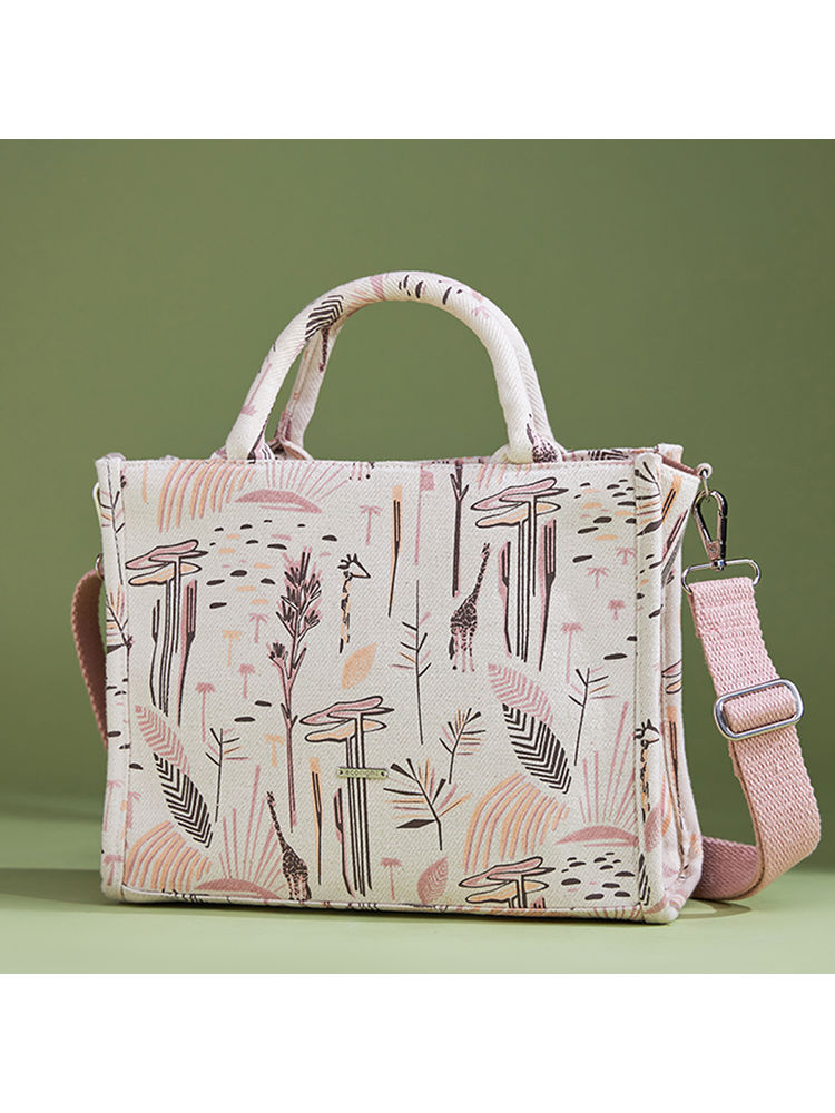EcoRight Tropical Printed Off White Satchel Handbag-image-5
