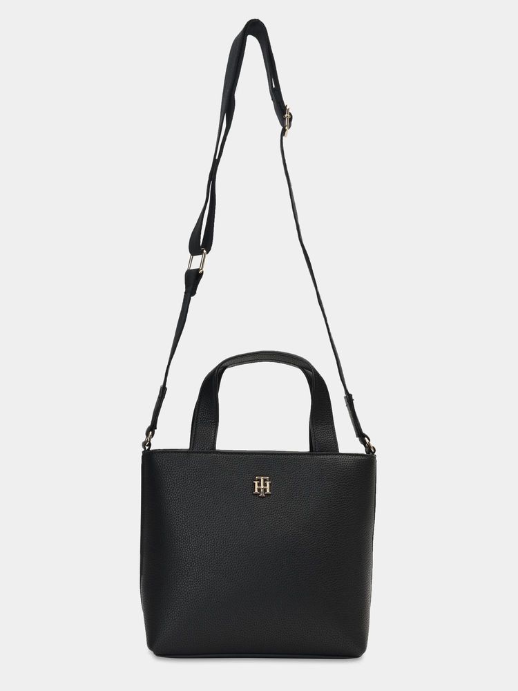 tommy hilfiger accessories Tommy Hilfiger Women Black Pu Sling Bag with Detachable Strap-picture-22