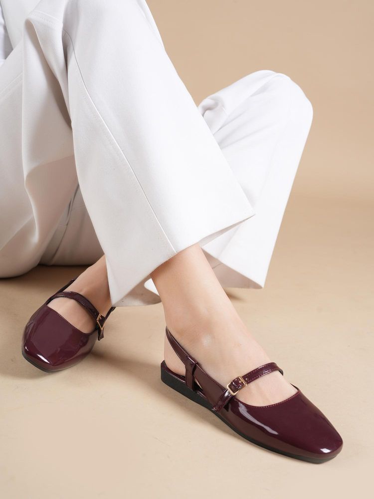 Drop Bold Womens Maroon Square Toe Sandals-image-0