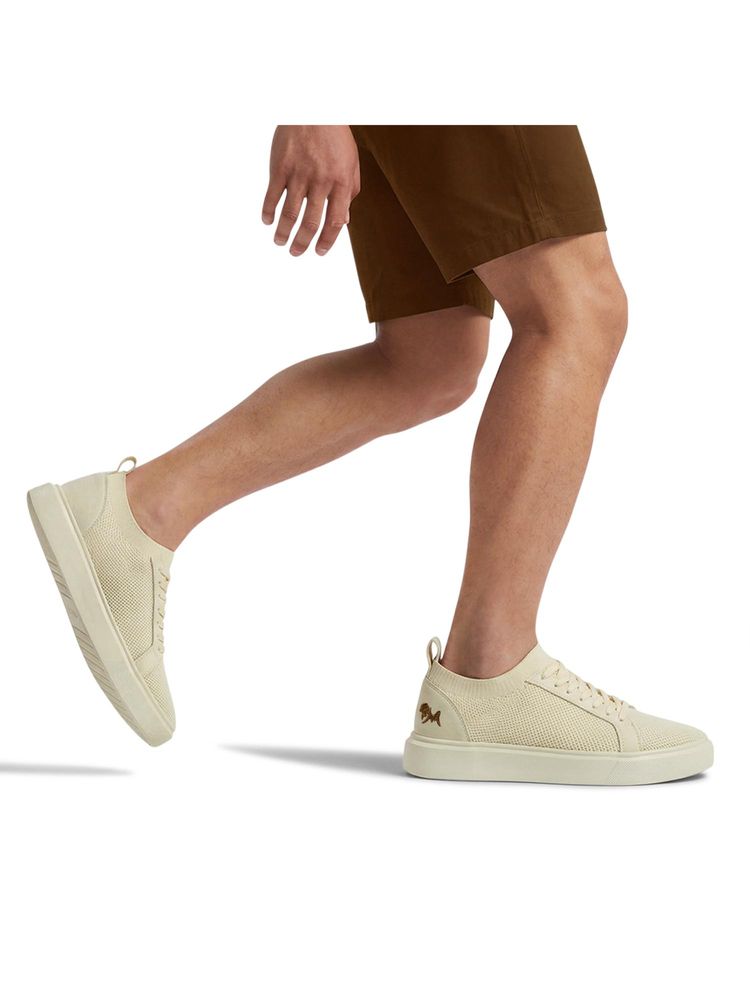 Neeman's Ivory Classic Knit Neutrals Sneakers-image-2