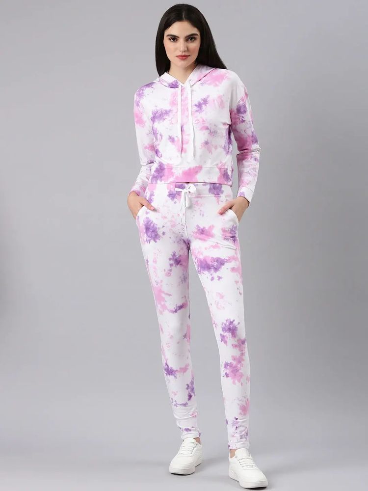 SHOWOFFFF Women Long Sleeves Tie and Dye Hooded Knitted Lavendor Tracksuit-picture-32