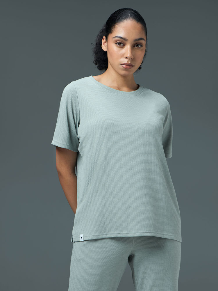 Technosport Women Grey Relaxed Fit Cubic Melange Round Neck T-Shirt-picture-17