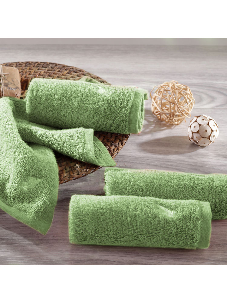 Maspar Colorart 550gsm Cotton Embedded Stripe Solid Jasmine Green 4pc Face Towel Set-image-21