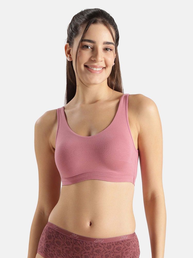 Jockey 1550 Super Combed Cotton Elastane Slip On Lounge Bra Pink-picture-18