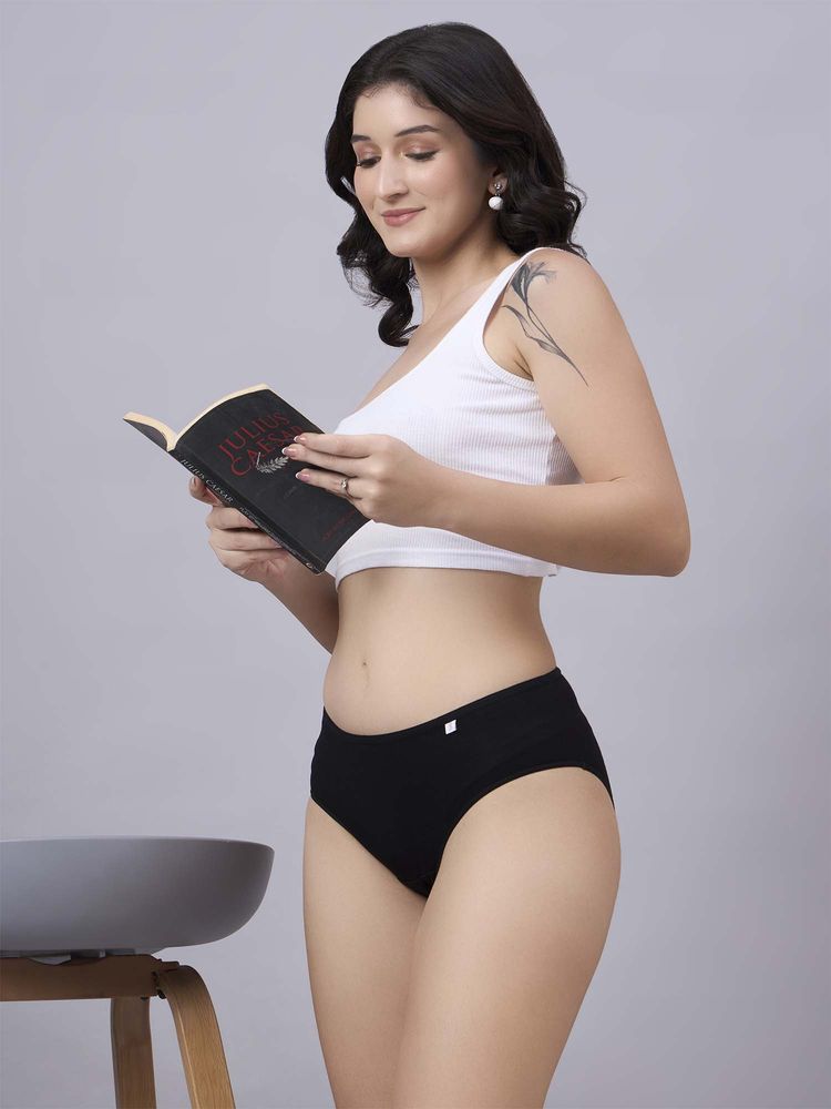 Inner Sense Black Solid Bamboo Fibre Regular Brief-image-6