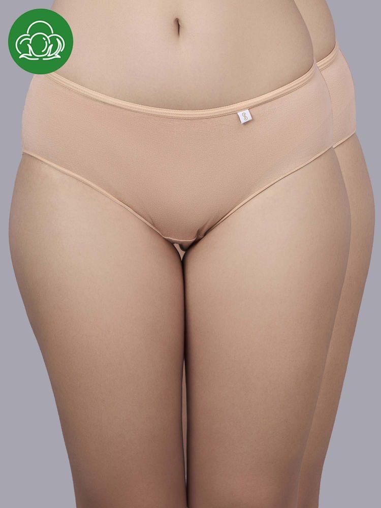 Inner Sense Beige Solid Bamboo Fibre Regular Briefs-image-22