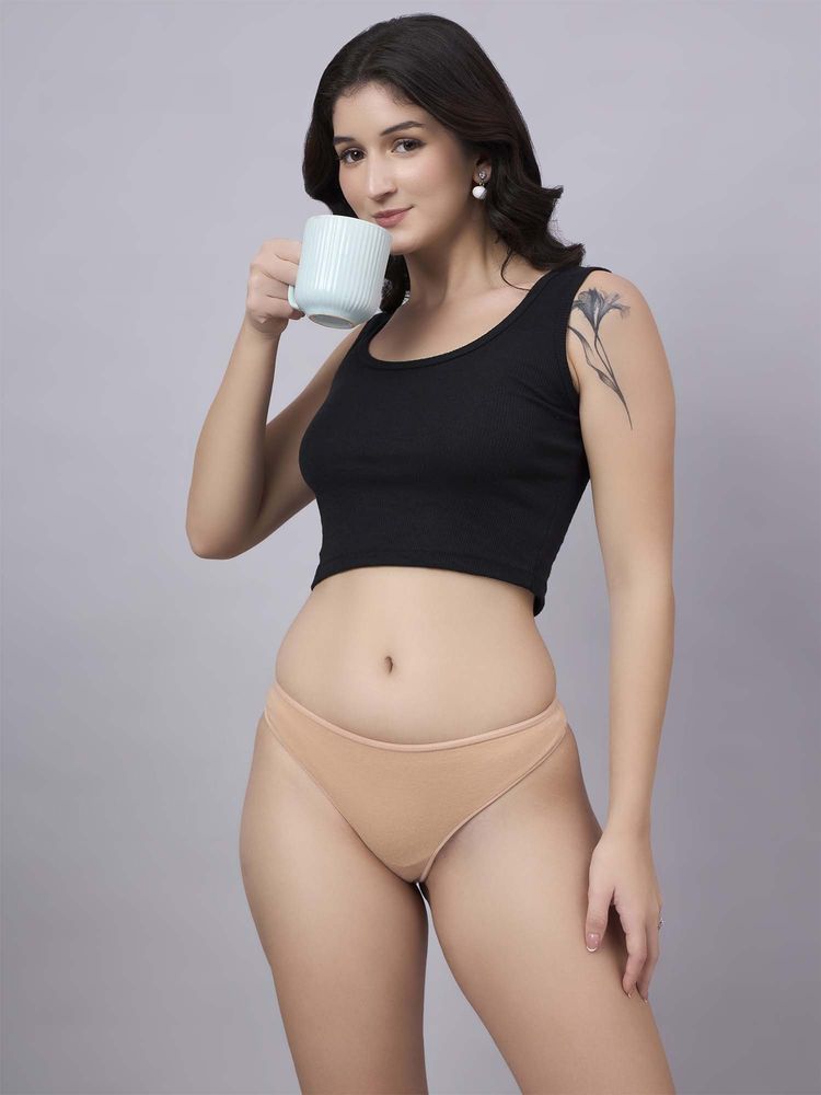 Inner Sense Beige Solid Bamboo Fibre Regular Thong-picture-14