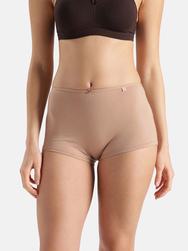 Jockey Ss04 High Coverage Super Combed Cotton Elastane Boy Shorts Beige-picture-24