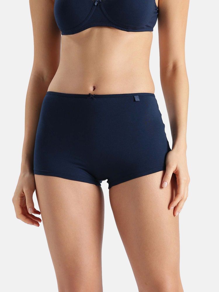 Jockey Ss04 High Coverage Super Combed Cotton Elastane Boy Shorts Blue-image-48
