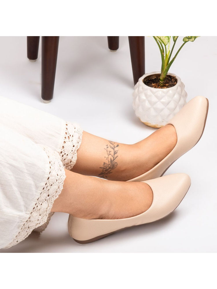 YASSIO Beige Womens Solid Everyday Wear Ballerina-picture-27