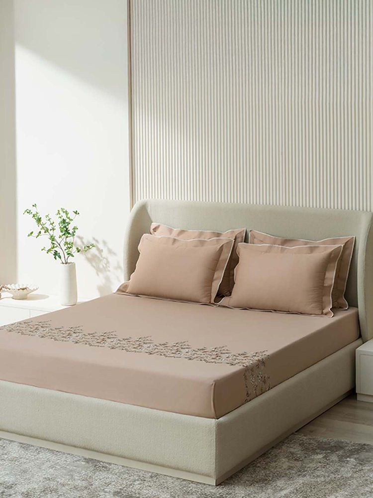 SANSAAR A D'DECOR BRAND LIVE CONSCIOUSLY Bedsheet Sand Pink King Bedsheet with 2 Pillow Covers-picture-11