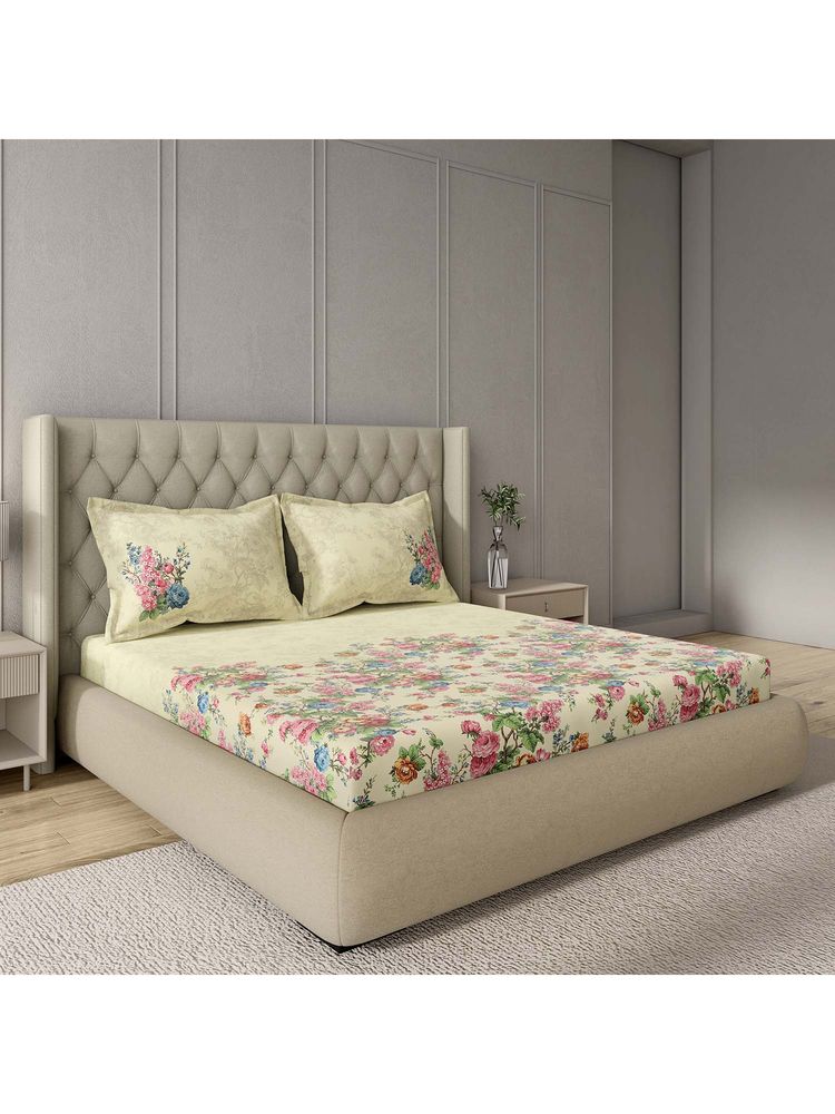 GM 100% Cotton Multi Colour Digital Printed King Bedsheet with 2 Pillow Covers-picture-26