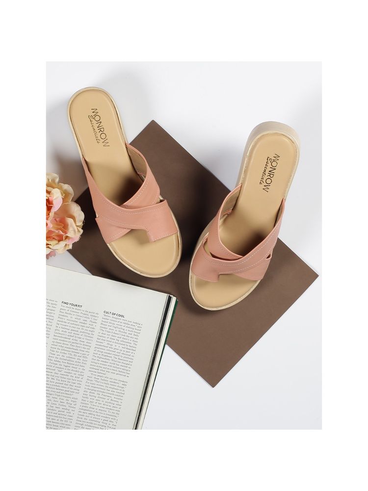Monrow Solid Pink Wedges Heels