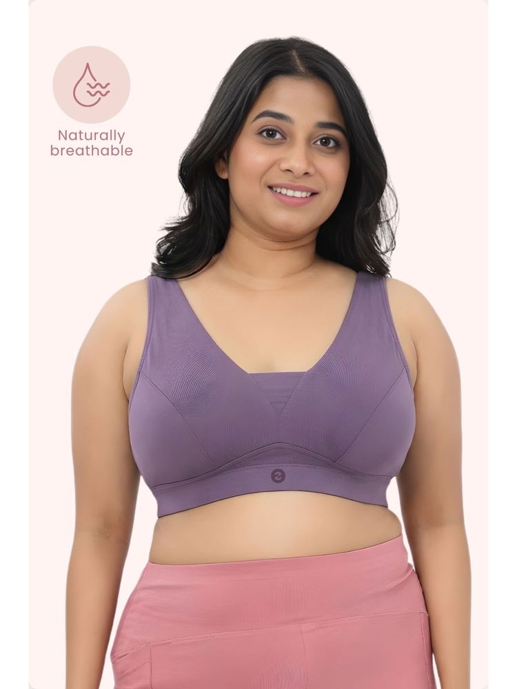 Zelena Cotton Maternity Nursing Bra Wirefree Full Coverage Feeding Bra Lavender-picture-26