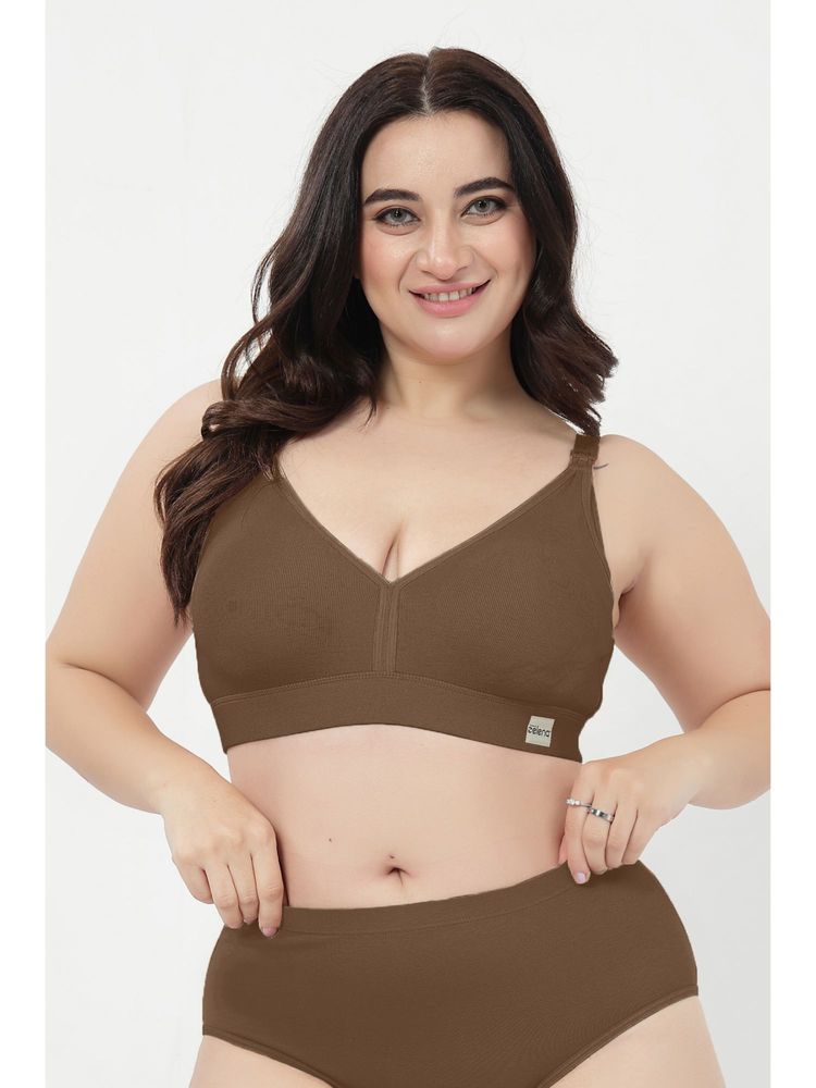 Zelena Moulded Maternity Bra Wirefree Full Coverage Feeding Bra Mocha-image-2