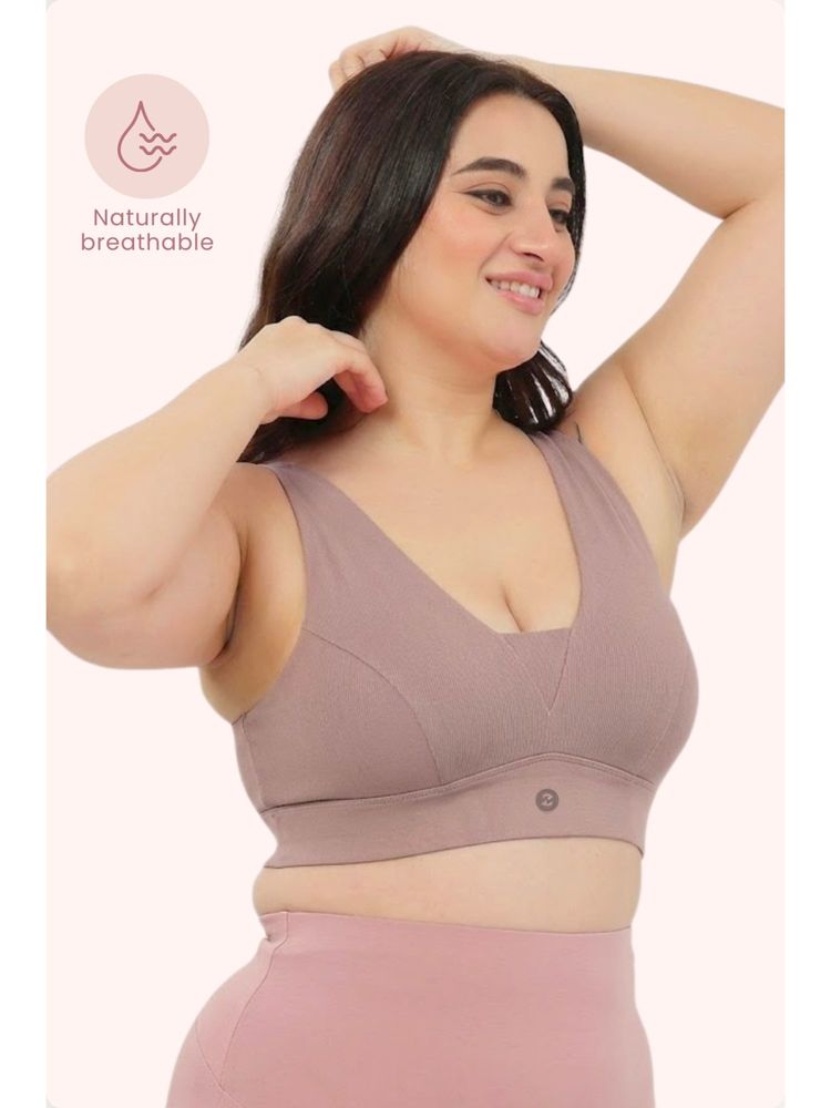 Zelena Cotton Maternity Nursing Bra Wirefree Full Coverage Feeding Bra Dark Skin-picture-12