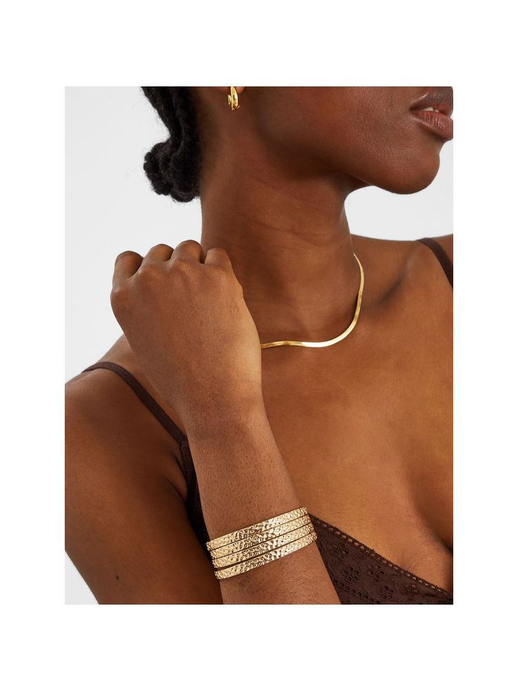 Accessorize London Women Gold Hammered Metal Cuff (Pack of 4)-image-25