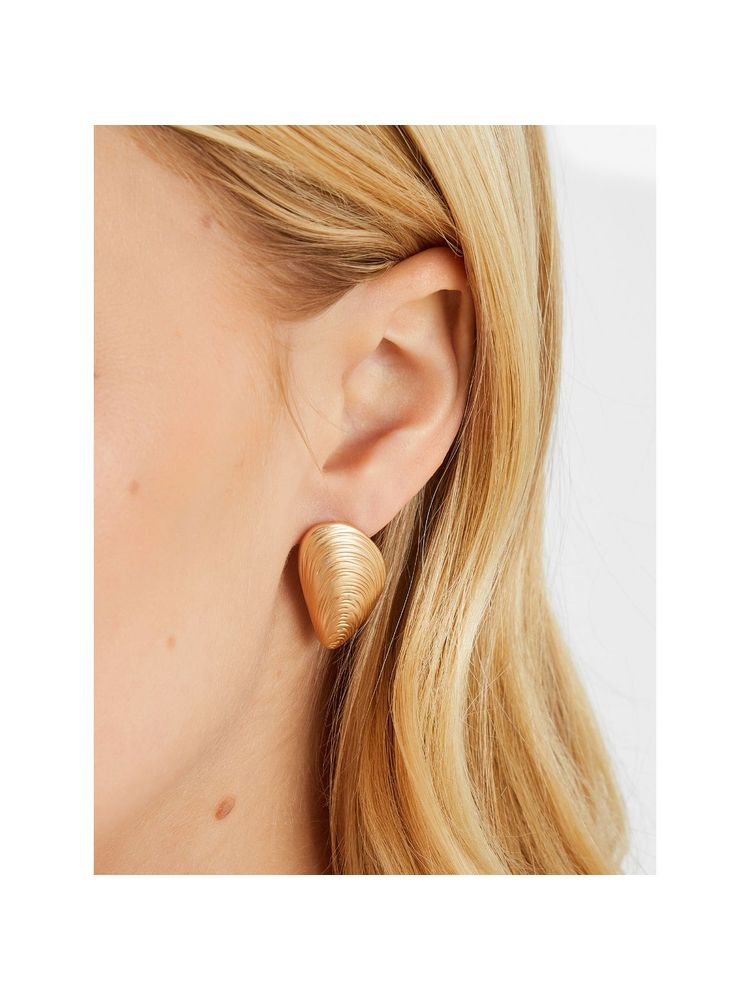 Accessorize London Women Gold Brushed Big Seashell Stud Earrings-picture-11