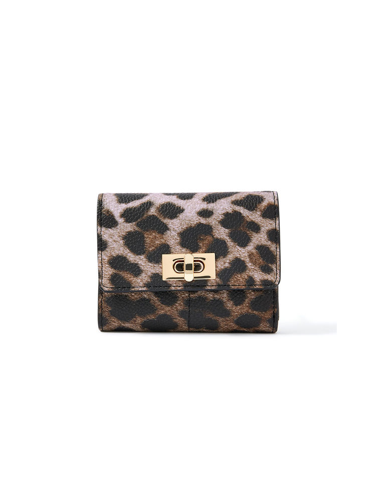 Accessorize London Womens Faux Leather Leopard Sandra Wallet